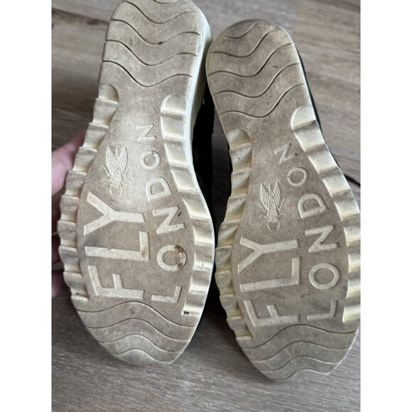 Fly London Yexa Black Leather Lace Up Gladiator Wedge Sandals Sz 9 Boho Festival - Picture 7 of 8